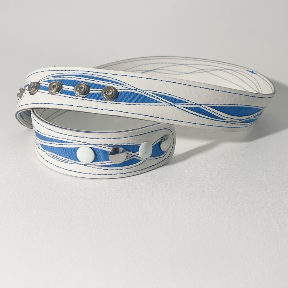 Handmade Adjustable Vinyl Belt with Snaps and Decorative Stitching